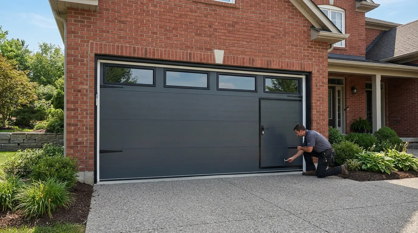 New residential garage door installed on a Fenton Michigan home